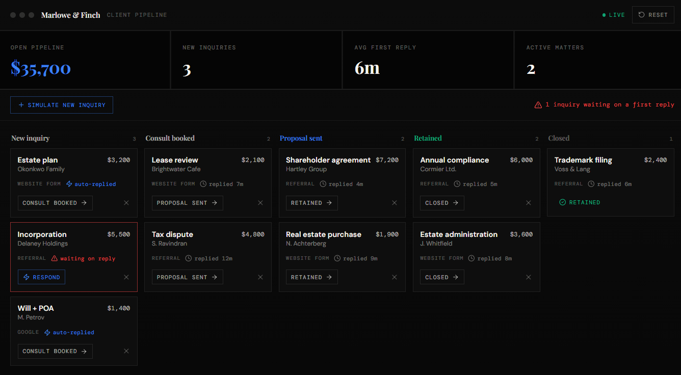 Client-Intake Pipeline - live demo preview
