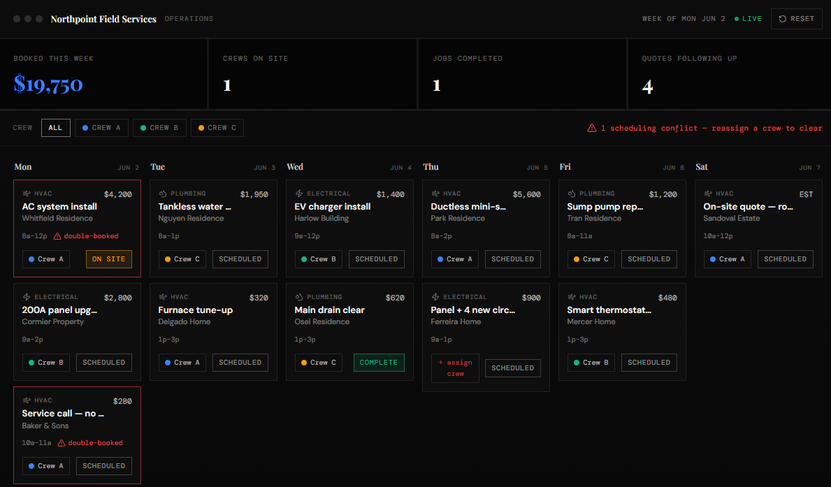 Field-Service Ops Board - live demo preview